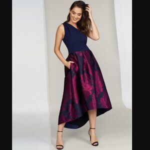 Hutch Aurora One Shoulder High Low Jacquard Floral Skirted Dress size 6